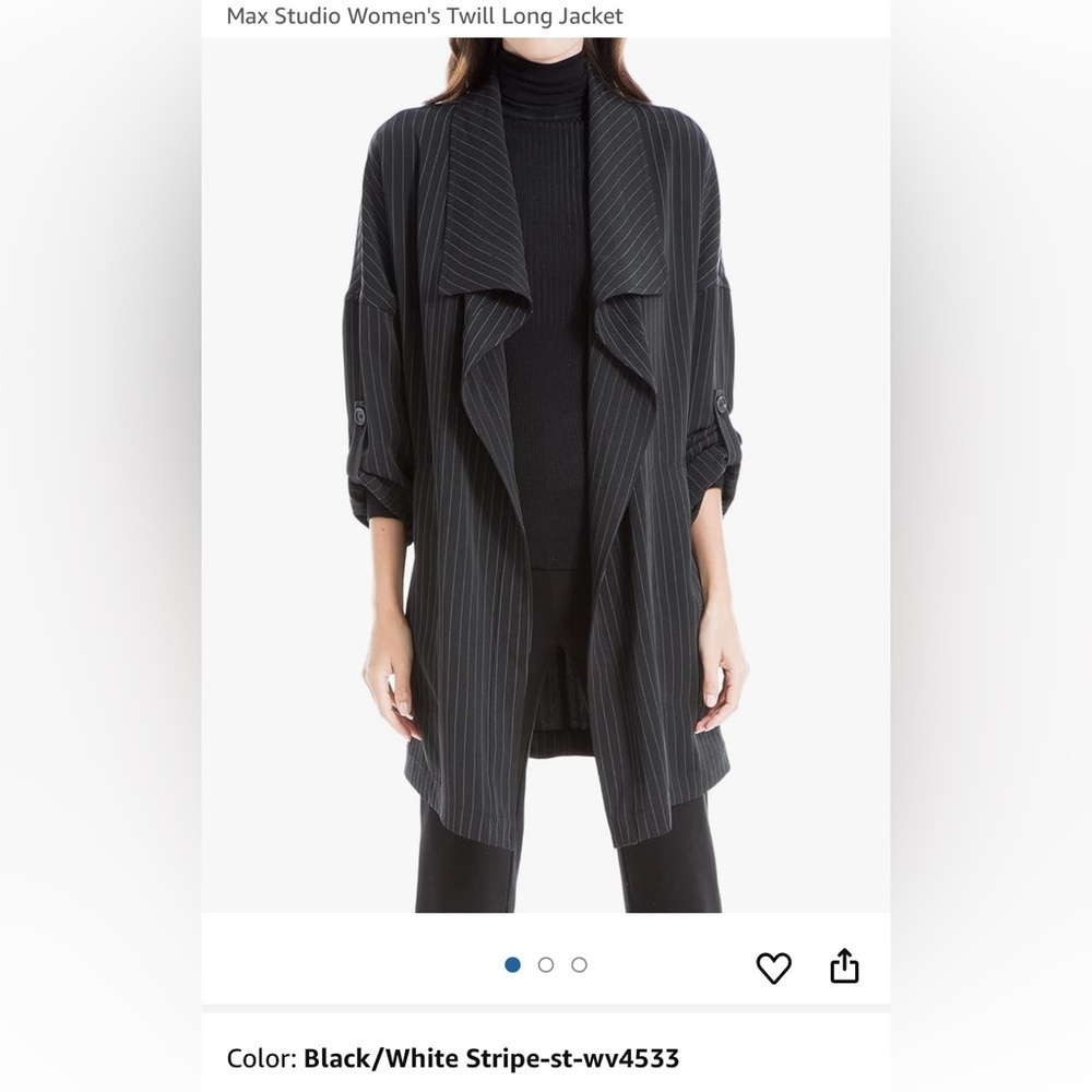 Max Studio Women's Twill Long Jacket Size M